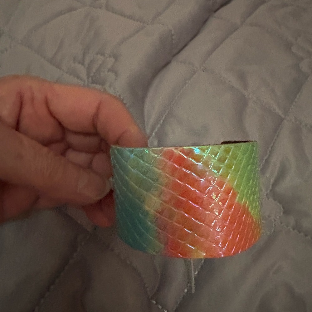 Rainbow Textured Wide Cuff Bracelet